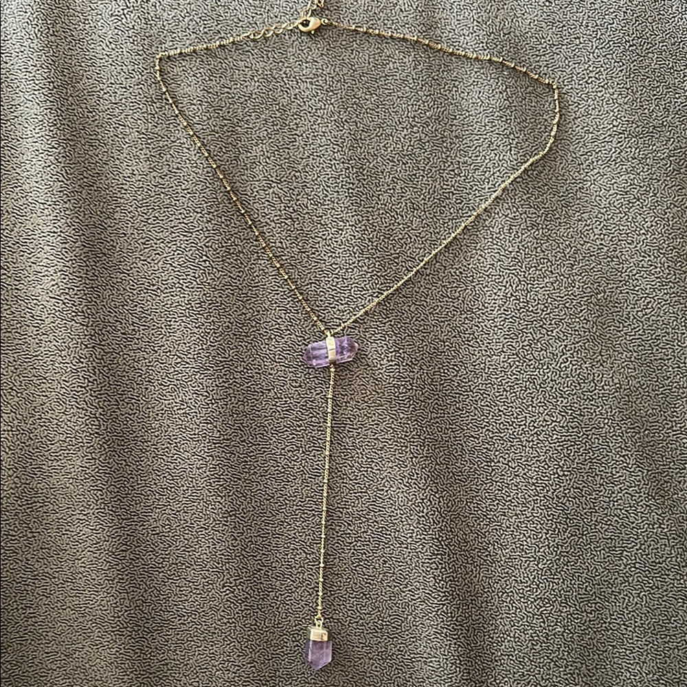 Elegant Gold and Purple Pendant Necklace